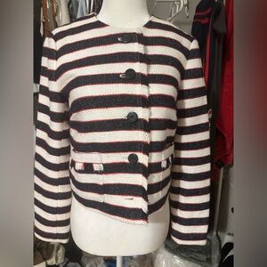 Banana Republic Women's stripe tweed jacket 2petite